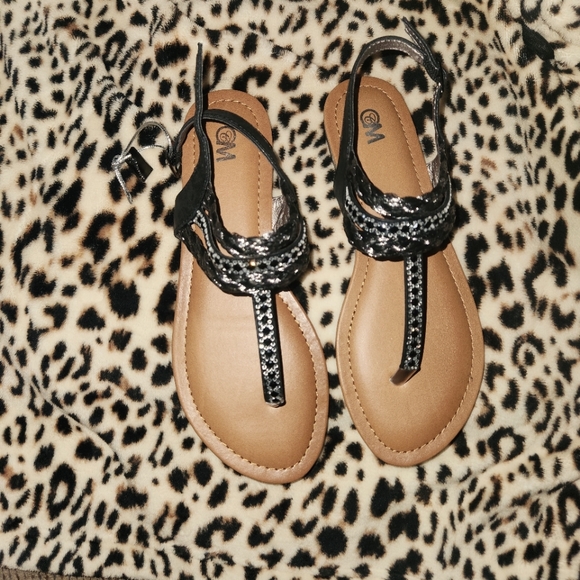 Chelsea Moreland Sandles Womens US Size 6.5 Black/Silver - Picture 2 of 4